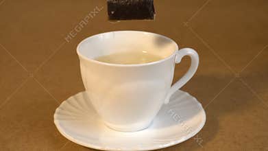 Brew teabag in Cup of tea