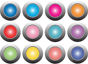 Colour button on the white background , isolated for website , advertising , social marketing