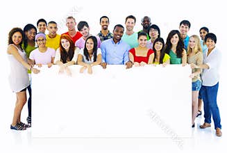 Large Group People Holding Board Concept