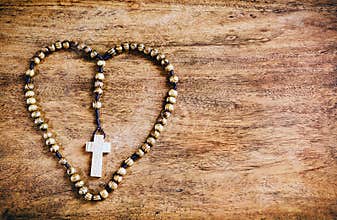 Simple Cross Inside Heart Shape - Rustic
