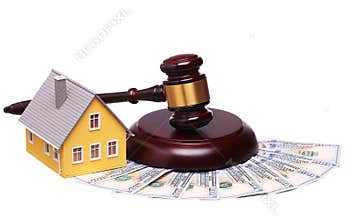 Concept of house sale with gavel and money