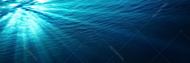 Underwater - blue shining in deep of the sea