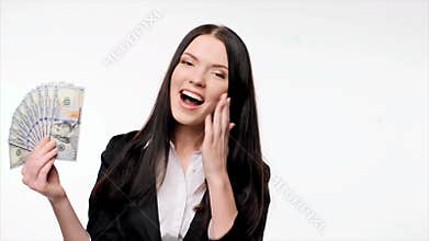 Business woman with us dollar money