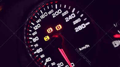 Close up of car dashboard and Odometer