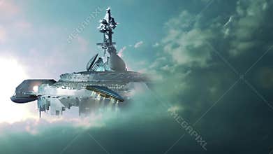 UFO approaching gigantic mother-ship