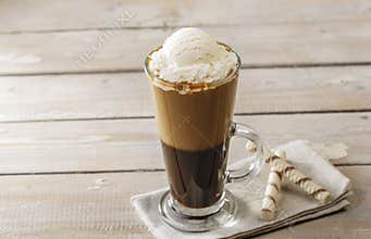 Cold coffee with ice cream