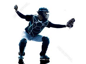 Man baseball player silhouette isolated