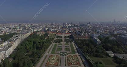 Flying above the majestic Belvedere in Vienna, Austria