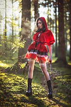 Woman in carnival costume. Little Red Riding