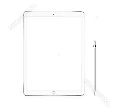 Silver Apple iPad Pro portable device with pencil