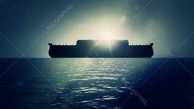 Dove Flying to Noah Ark After the Great Flood