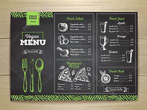 Chalk drawing vegetarian food menu design.