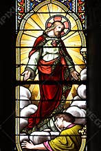 Stained glass window with jesus