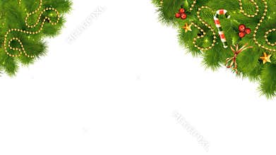 Christmas Decorations And Lights On Transparent Background
