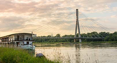 Holy Cross Bridge over Vistula river in Warsaw