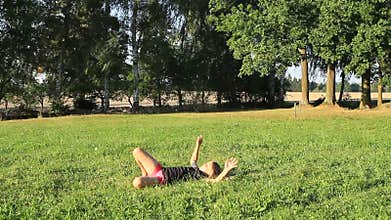 Girl training somersault - failed