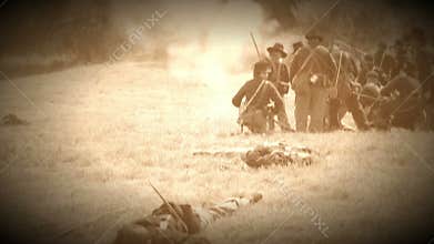 Dead and wounded on battlefield of civil war (Archive Footage Version)