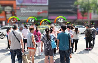 Social credit score concept, AI analytics identify person technology, Intelligent rating,