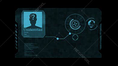 Hud. The concept of artificial intelligence and biometric facial recognition technology.