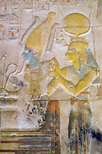 Isis and Osiris carving
