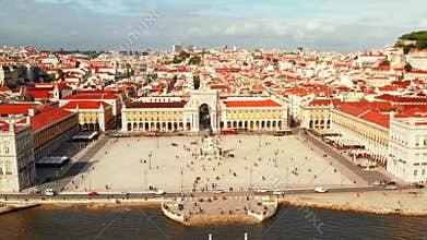 Aerial view of the famous Praca do Comercio Commerce Square