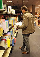 Men in library