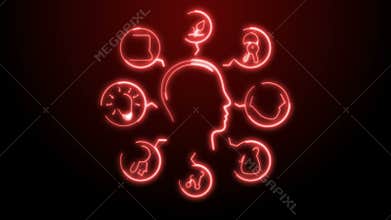 From a circuit board to a human head and brain. Technology. Loopable. Dolly out. Red 4K