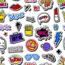 Seamless pattern with Hipsters teens doodles