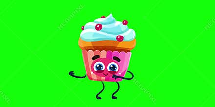 Muffin cartoon 2D animation on green screen