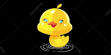 Duck cartoon 2D animation on green screen