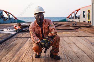 Seaman AB or Bosun on deck of offshore vessel or ship