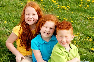 Red headed siblings portrait