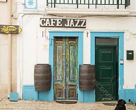 One of the small cafe in Nazareth, Portugal