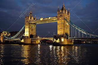 Tower Bridge, London, England, UK, Europe, at dusk