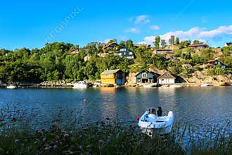 White Canoe Resting in Summer