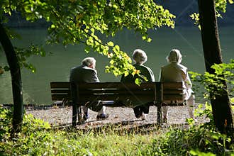 Seniors on a park bench