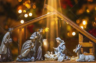 Christmas nativity scene; Jesus Christ, Mary and Joseph