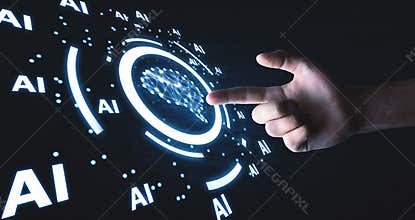 Human brain with Ai words. Artificial intelligence concept