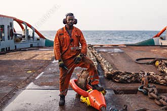 Seaman AB or Bosun on deck of offshore vessel or ship