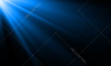 Blue light ray sun beam vector background. Abstract neon blue light flash spotlight backdrop sunlight shine background