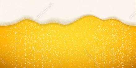 Beer foam bubbles background. Vector realistic beer foam sparkling bubbles