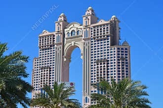 Abu Dhabi, United Arab Emirates, March, 19, 2019. Building under construction Fairmont hotel in Abu Dhabi, United Arab Emirates