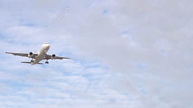 Airplane landing in slow motion .