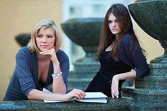 Two young students on campus.
