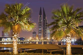 Modern architecture of Manama at night