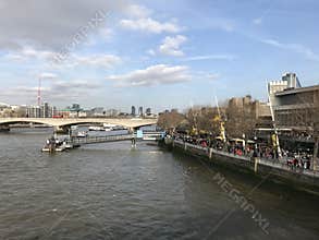 Blue Sky London City over the River Thames with Landmarks