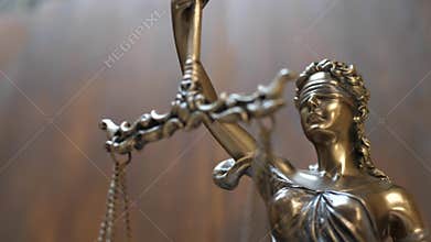 Justice and Law Concept on Wooden Background