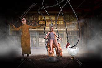 Funny Mad Scientist, Chicken, Experiment, Evil