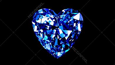 Sapphire Heart Cut. Looped. Alpha Matte.