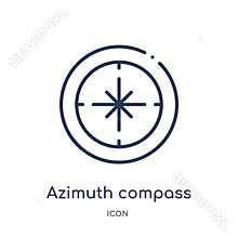 Azimuth compass icon from nautical outline collection. Thin line azimuth compass icon isolated on white background